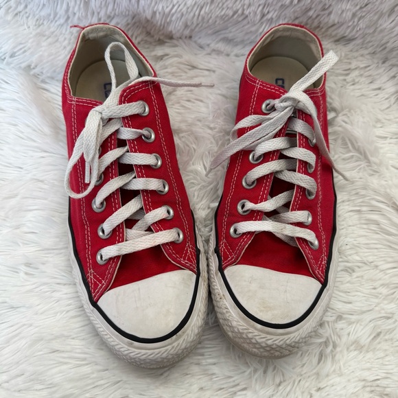 Converse Chuck Taylor All Star Low Top Sneakers, Red Canvas - Picture 1 of 7